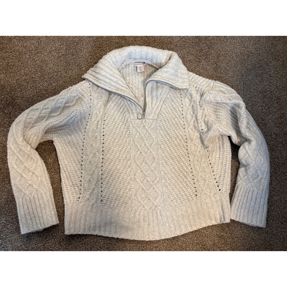 Sincerely Jules Quarter Zip Sweater Womens Large Gray Excellent Cable Knit Pull